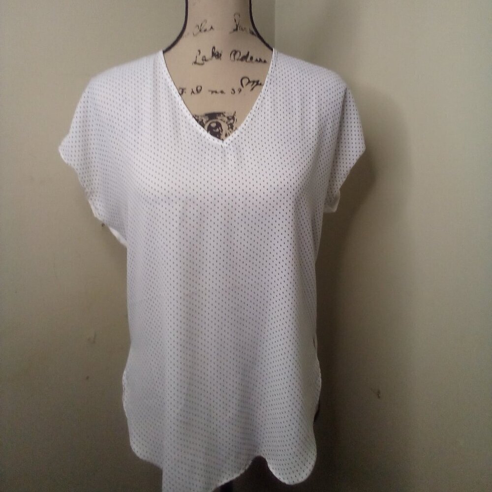 Philosophy Blouse shirt XS Women Short Sleeve Polka Dot White Black